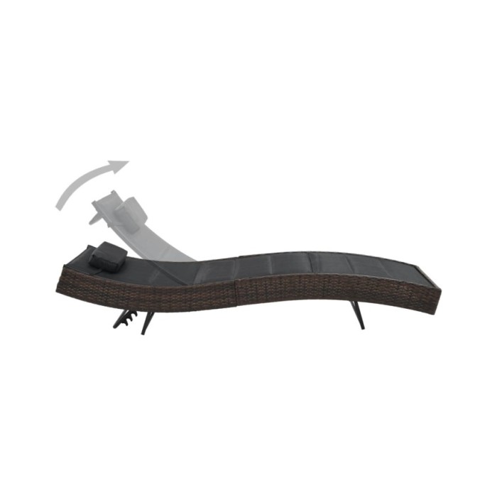 Chaise longue Résine tressée et textilène Marron