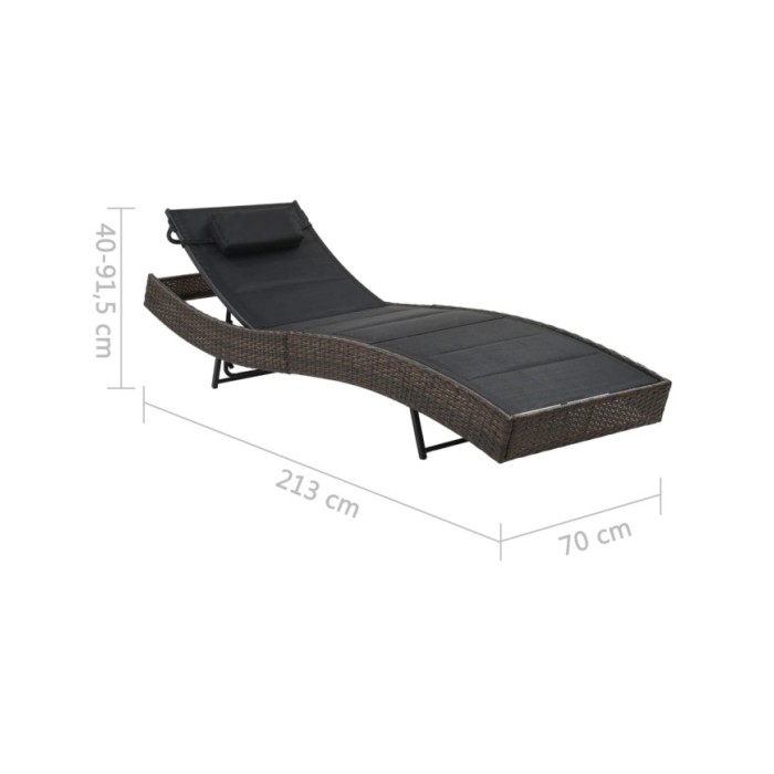 Chaise longue Résine tressée et textilène Marron