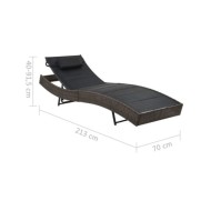Chaise longue Résine tressée et textilène Marron