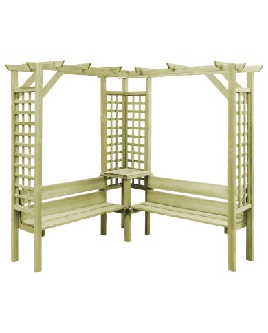 Pergola d'angle avec banc Bois de pin imprégné