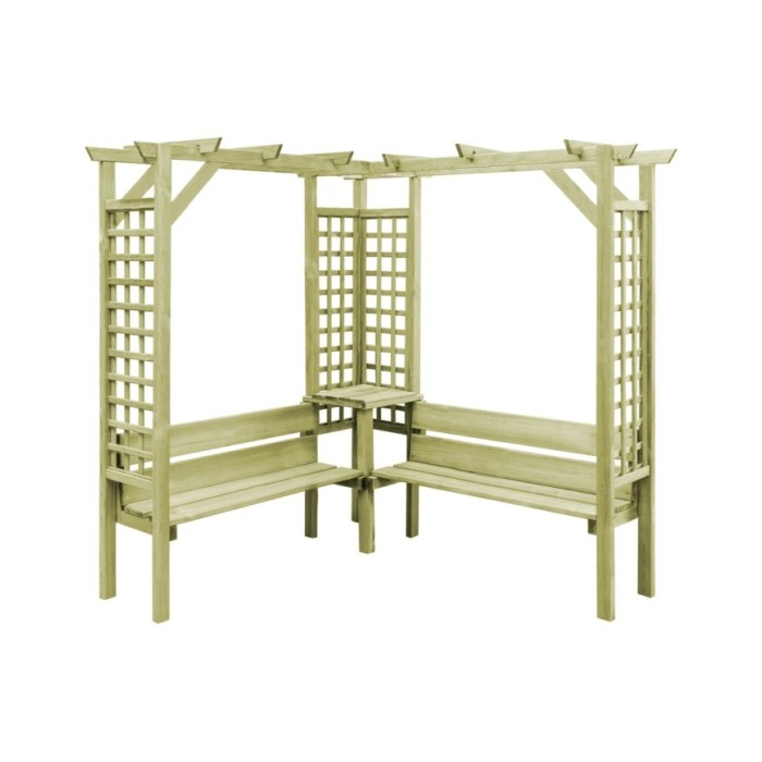 Pergola d'angle avec banc Bois de pin imprégné
