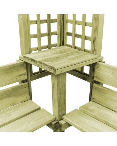 Pergola d'angle avec banc Bois de pin imprégné