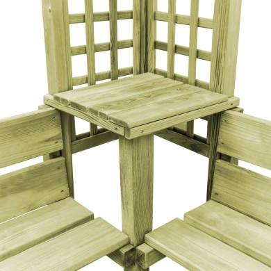 Pergola d'angle avec banc Bois de pin imprégné