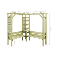 Pergola d'angle avec banc Bois de pin imprégné