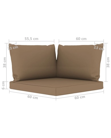 Coussins de canapé palette 3 pcs Taupe Tissu