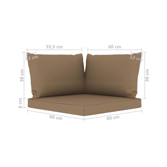 Coussins de canapé palette 3 pcs Taupe Tissu