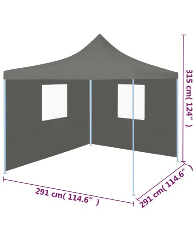 Tente de réception escamotable avec 2 parois 3x3 m Anthracite