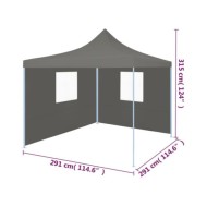Tente de réception escamotable avec 2 parois 3x3 m Anthracite