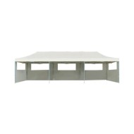 Tente de réception pliable avec 5 parois 3x9 m Blanc cassé