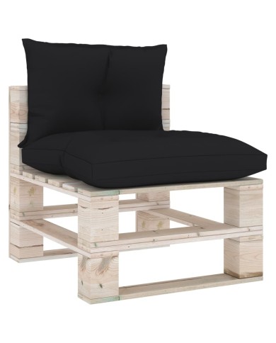 Coussins de canapé palette 2 pcs Noir Tissu