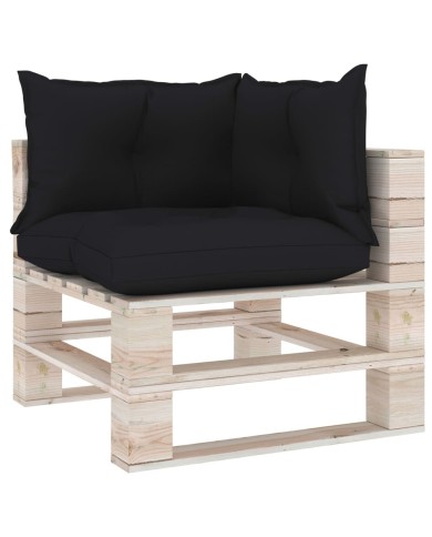 Coussins de canapé palette 3 pcs Noir Tissu