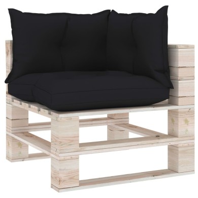 Coussins de canapé palette 3 pcs Noir Tissu