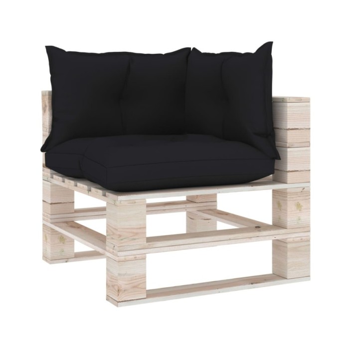 Coussins de canapé palette 3 pcs Noir Tissu