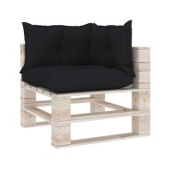 Coussins de canapé palette 3 pcs Noir Tissu
