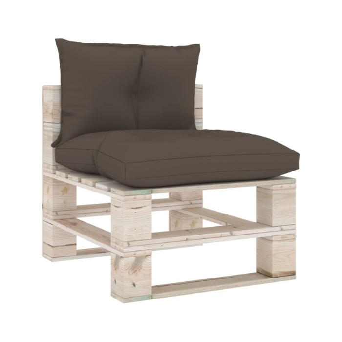 Coussins de canapé palette 2 pcs Taupe Tissu