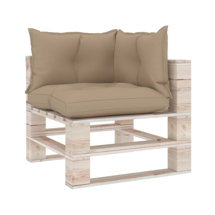 Coussins de canapé palette 3 pcs Beige Tissu