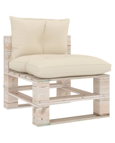 Coussins de canapé palette 2 pcs Crème Tissu