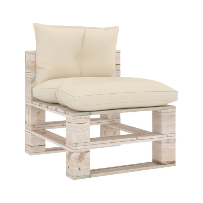 Coussins de canapé palette 2 pcs Crème Tissu