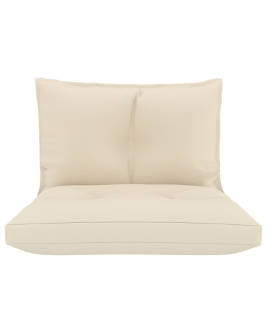 Coussins de canapé palette 2 pcs Crème Tissu