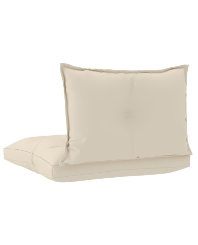 Coussins de canapé palette 2 pcs Crème Tissu