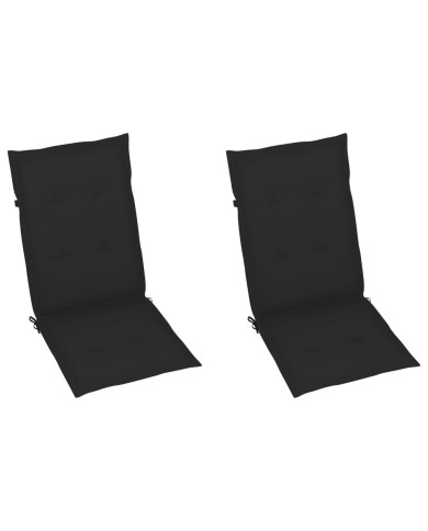 Coussins de chaise de jardin 2 pcs Noir 120 x 50 x 3 cm