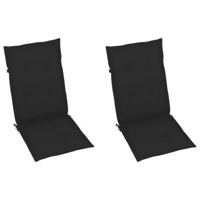 Coussins de chaise de jardin 2 pcs Noir 120 x 50 x 3 cm