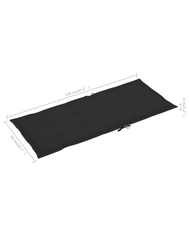 Coussins de chaise de jardin 2 pcs Noir 120 x 50 x 3 cm