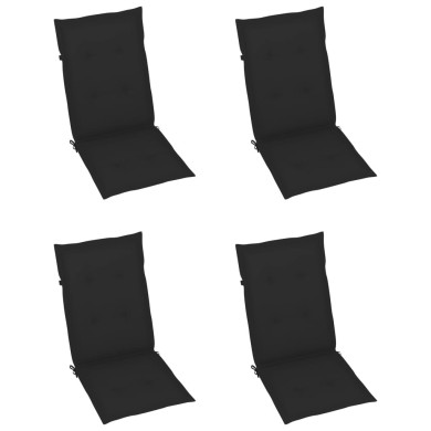 Coussins de chaise de jardin 4 pcs Noir 120x50x3 cm