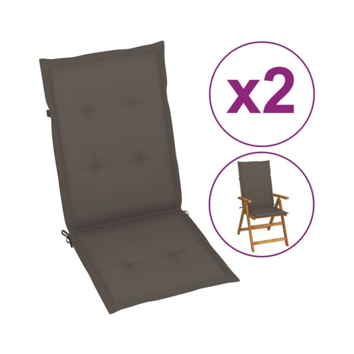 Coussins de chaise de jardin 2 pcs Taupe 120 x 50 x 3 cm