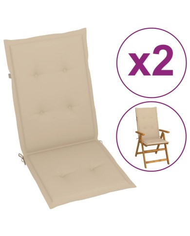 Coussins de chaise de jardin 2 pcs Beige 120 x 50 x 3 cm