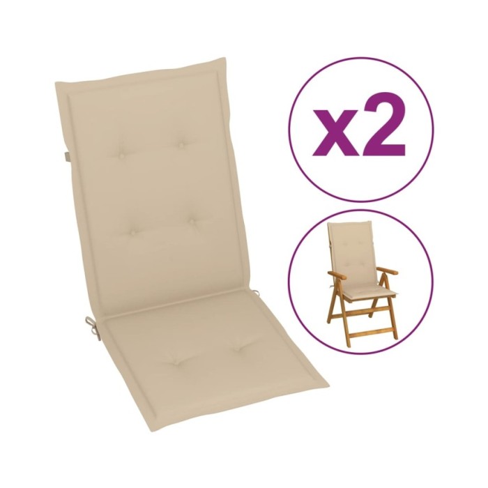 Coussins de chaise de jardin 2 pcs Beige 120 x 50 x 3 cm