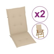 Coussins de chaise de jardin 2 pcs Beige 120 x 50 x 3 cm