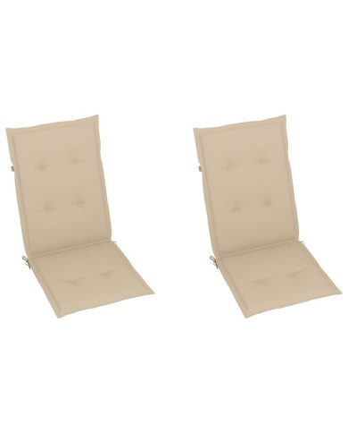 Coussins de chaise de jardin 2 pcs Beige 120 x 50 x 3 cm