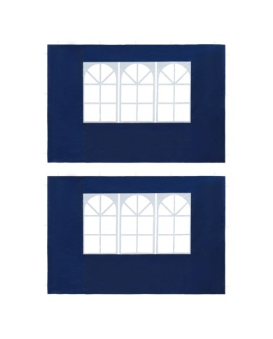 Paroi de tente de réception 2 pcs avec fenêtre PE Bleu