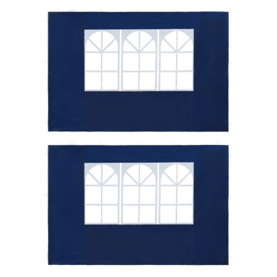 Paroi de tente de réception 2 pcs avec fenêtre PE Bleu
