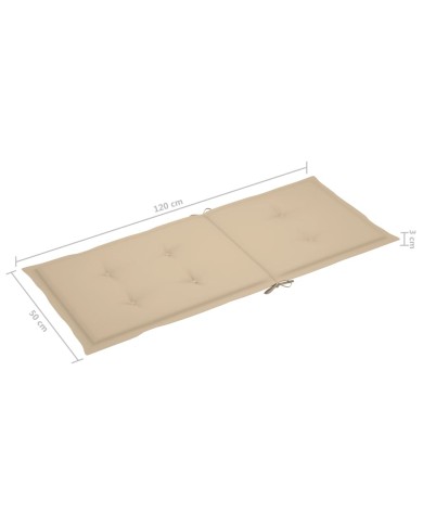 Coussins de chaise de jardin 2 pcs Beige 120 x 50 x 3 cm