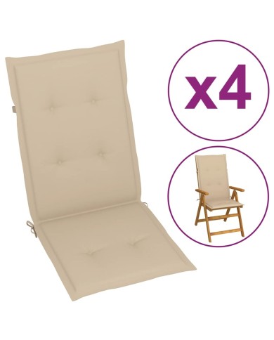 Coussins de chaise de jardin 4 pcs Beige 120 x 50 x 3 cm