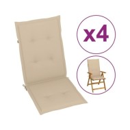 Coussins de chaise de jardin 4 pcs Beige 120 x 50 x 3 cm