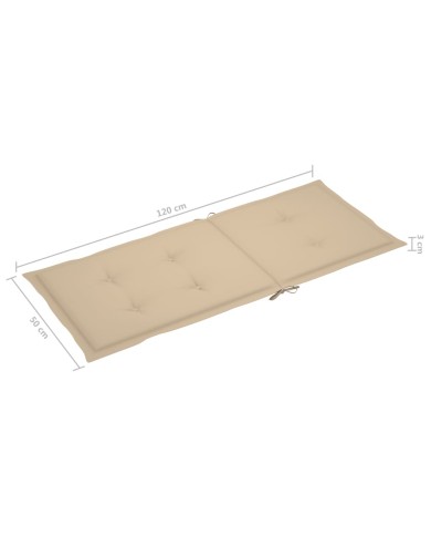 Coussins de chaise de jardin 4 pcs Beige 120 x 50 x 3 cm