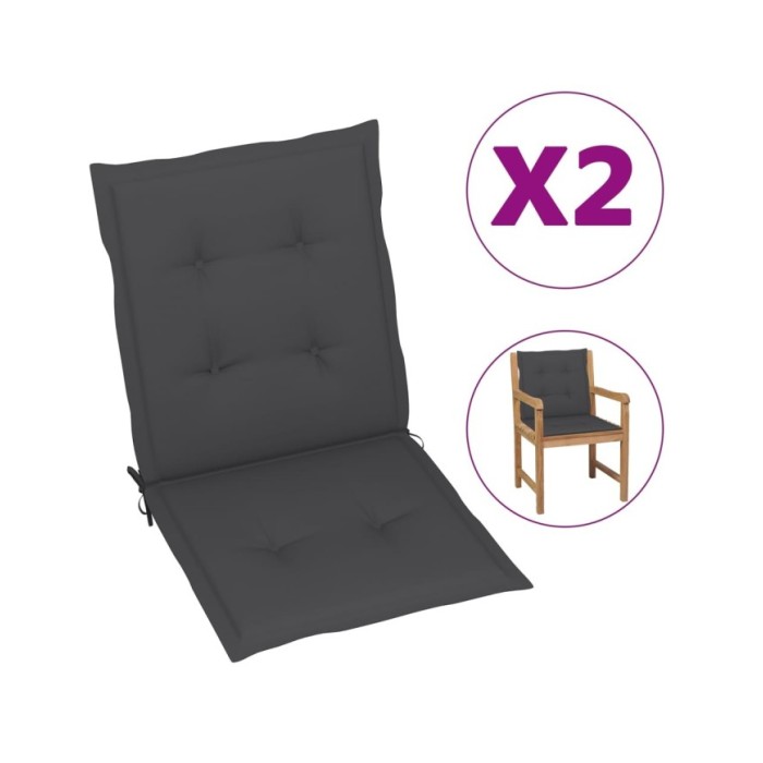 Coussins de chaise de jardin 2 pcs Anthracite 100x50x3 cm