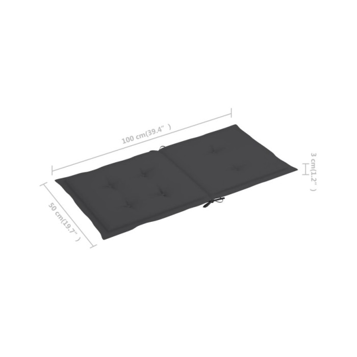 Coussins de chaise de jardin 2 pcs Anthracite 100x50x3 cm