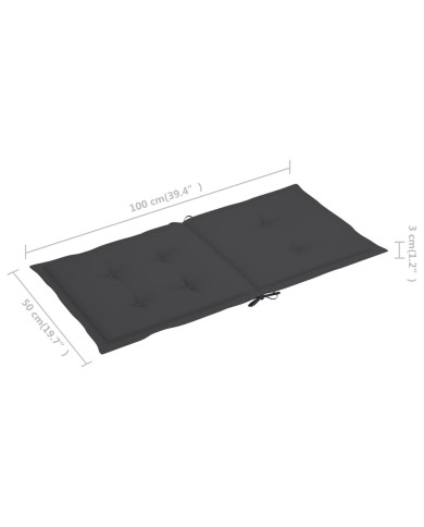 Coussins de chaise de jardin 4 pcs Anthracite 100x50x3 cm
