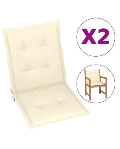 Coussins de chaise de jardin 2 pcs Crème 100 x 50 x 3 cm