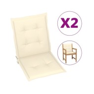 Coussins de chaise de jardin 2 pcs Crème 100 x 50 x 3 cm