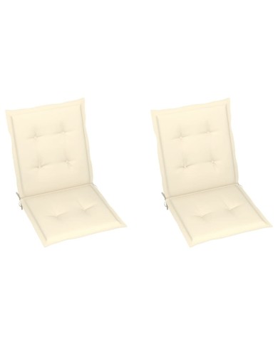 Coussins de chaise de jardin 2 pcs Crème 100 x 50 x 3 cm