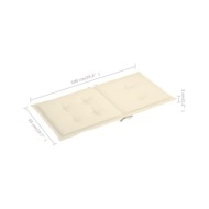 Coussins de chaise de jardin 2 pcs Crème 100 x 50 x 3 cm