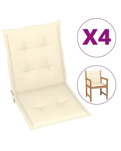 Coussins de chaise de jardin 4 pcs Crème 100 x 50 x 3 cm