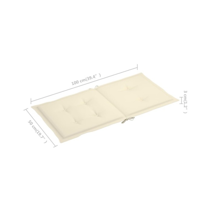 Coussins de chaise de jardin 4 pcs Crème 100 x 50 x 3 cm