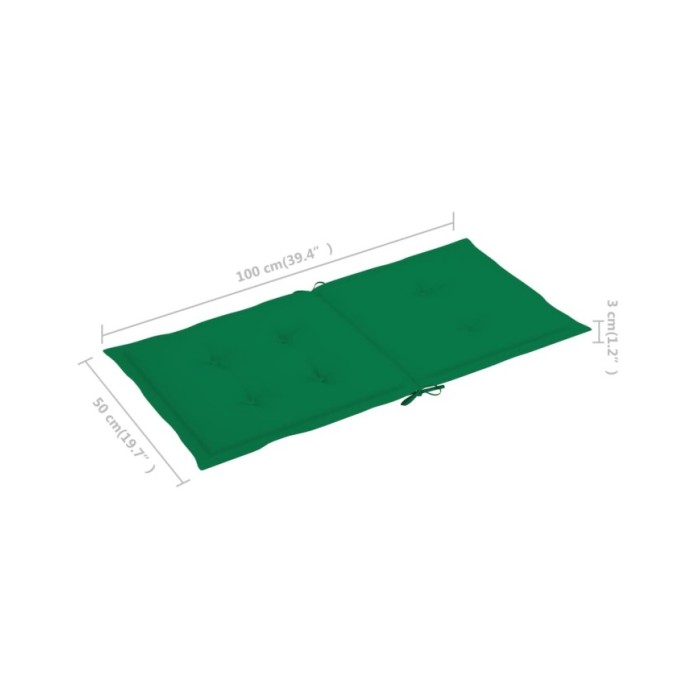 Coussins de chaise de jardin 2 pcs Vert 100 x 50 x 3 cm