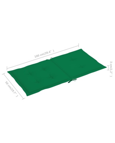 Coussins de chaise de jardin 4 pcs Vert 100 x 50 x 3 cm